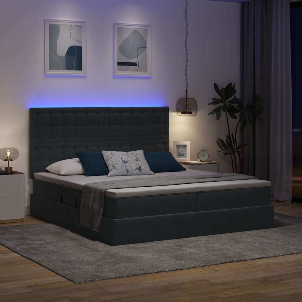 Letto con testiera Grigio scuro 200 x 200 cm Velluto 3372912