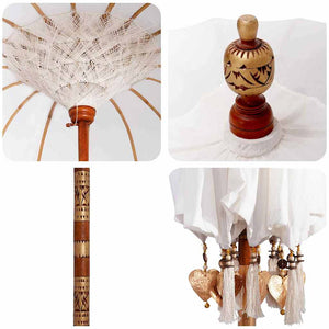 Parasol Balinese Crema 180-190 cm Cotone, legno massello