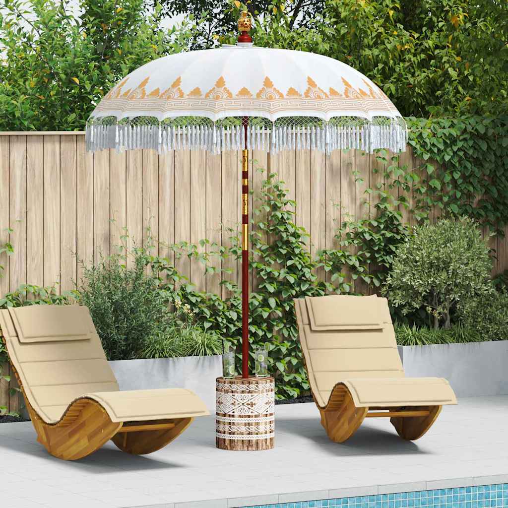 vidaXL Parasol Balinese 260 Crema 180-190 cm Cotone e legno massello