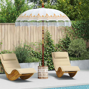 vidaXL Parasol Balinese 260 Crema 180-190 cm Cotone e legno massello