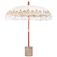 vidaXL Parasol Balinese 260 Crema 210-220 cm Cotone e legno massello