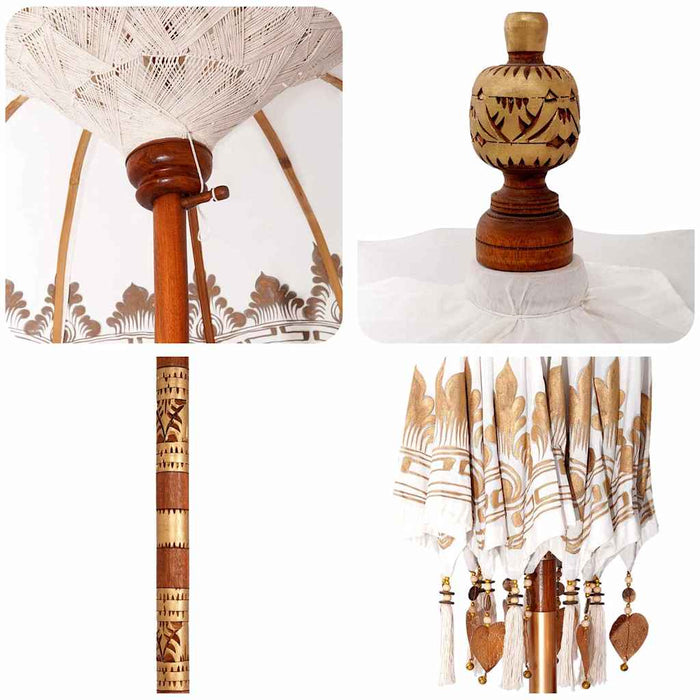 Parasol Balinese Crema 210-220 cm Cotone, legno massello 3356891