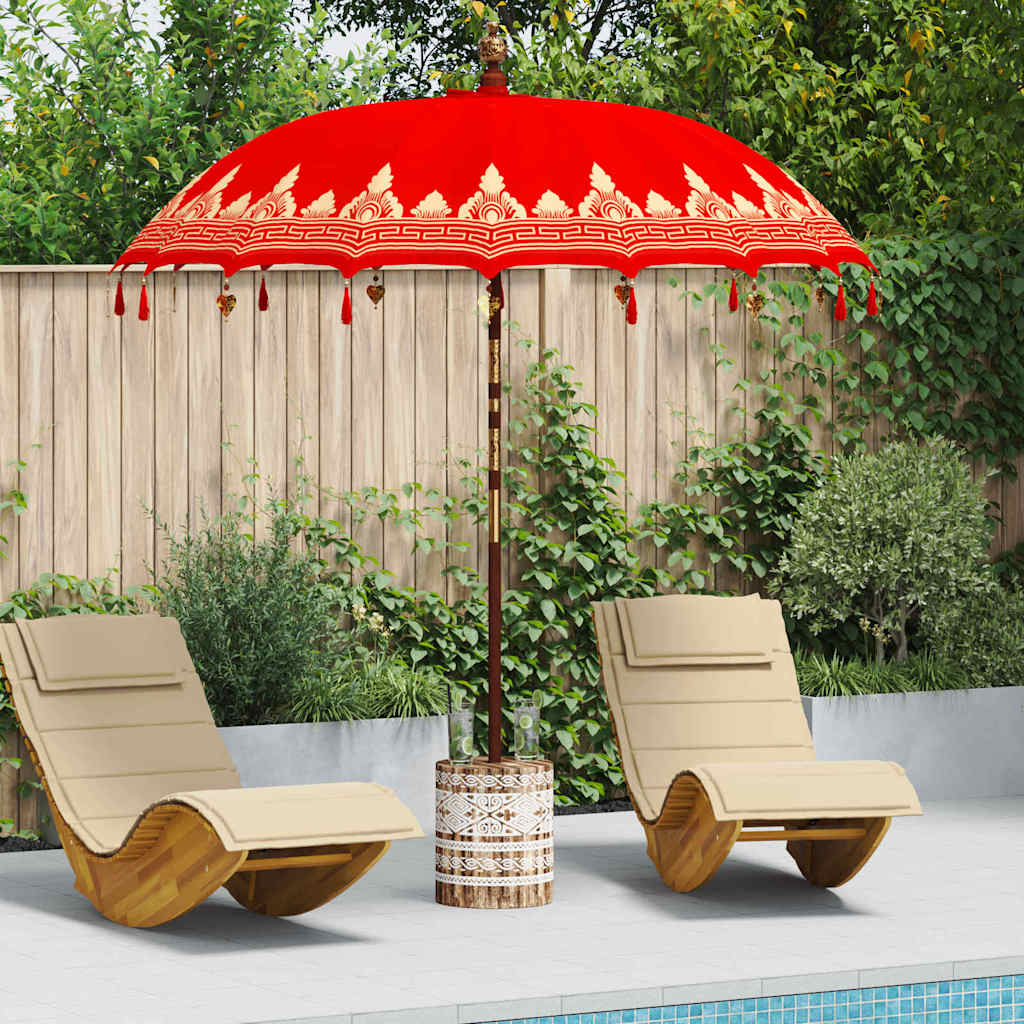 Parasol Balinese Rosso 210-220 cm Cotone, legno massello