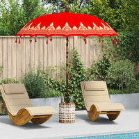 Parasol Balinese Rosso 210-220 cm Cotone, legno massello