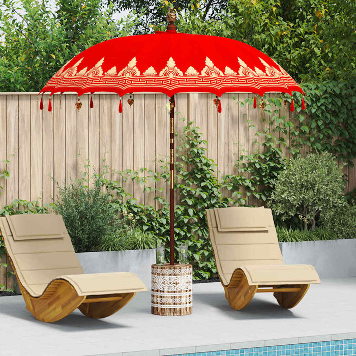 Parasol Balinese Rosso 210-220 cm Cotone, legno massello
