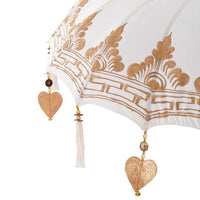 vidaXL Parasol Balinese 260 Crema 95-100 cm Cotone e legno massello