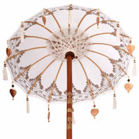 vidaXL Parasol Balinese 260 Crema 95-100 cm Cotone e legno massello