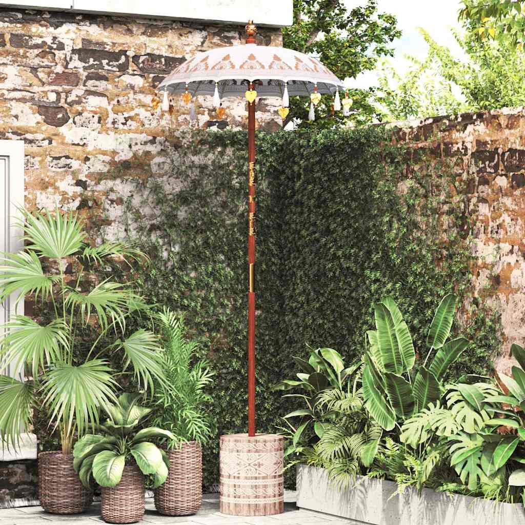 vidaXL Parasol Balinese 260 Crema 95-100 cm Cotone e legno massello