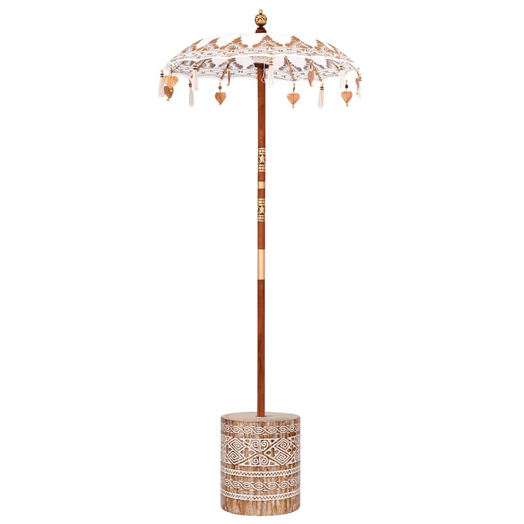 vidaXL Parasol Balinese 260 Crema 95-100 cm Cotone e legno massello