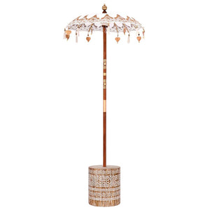 vidaXL Parasol Balinese 260 Crema 95-100 cm Cotone e legno massello