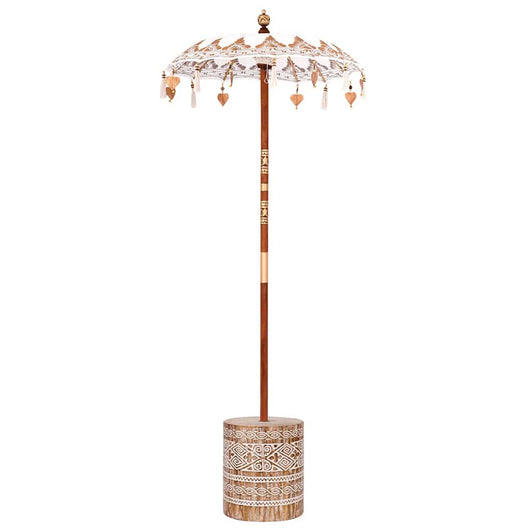 vidaXL Parasol Balinese 260 Crema 95-100 cm Cotone e legno massello