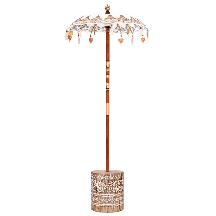 vidaXL Parasol Balinese 260 Crema 95-100 cm Cotone e legno massello