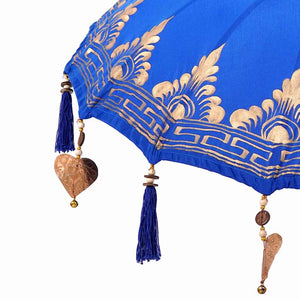 Parasol con Base Blu, Marrone 250 cm Cotone, Legno