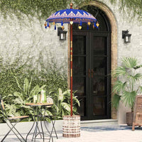 Parasol con Base Blu, Marrone 250 cm Cotone, Legno