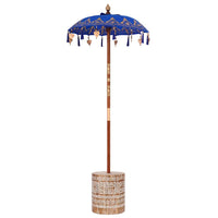 Parasol con Base Blu, Marrone 250 cm Cotone, Legno