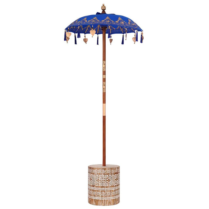 Parasol con Base Blu, Marrone 250 cm Cotone, Legno