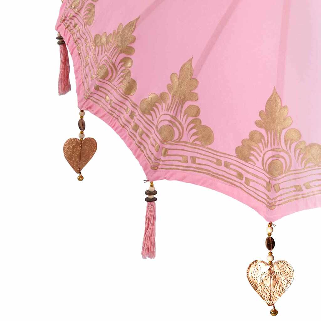 Parasol con Base Rosa, Marrone 250 cm Cotone, Legno 3356917