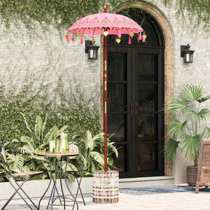 Parasol con Base Rosa, Marrone 250 cm Cotone, Legno