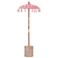 Parasol con Base Rosa, Marrone 250 cm Cotone, Legno