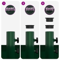 vidaXL Base per Parasol con Vaso Verde 45 x 45 x 45 cm Acciaio