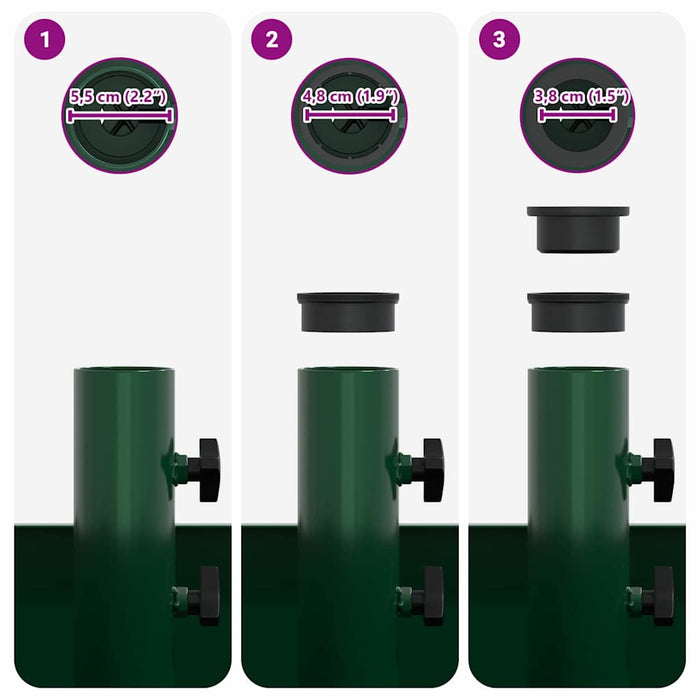 vidaXL Base per Parasol con Vaso Verde 45 x 45 x 45 cm Acciaio