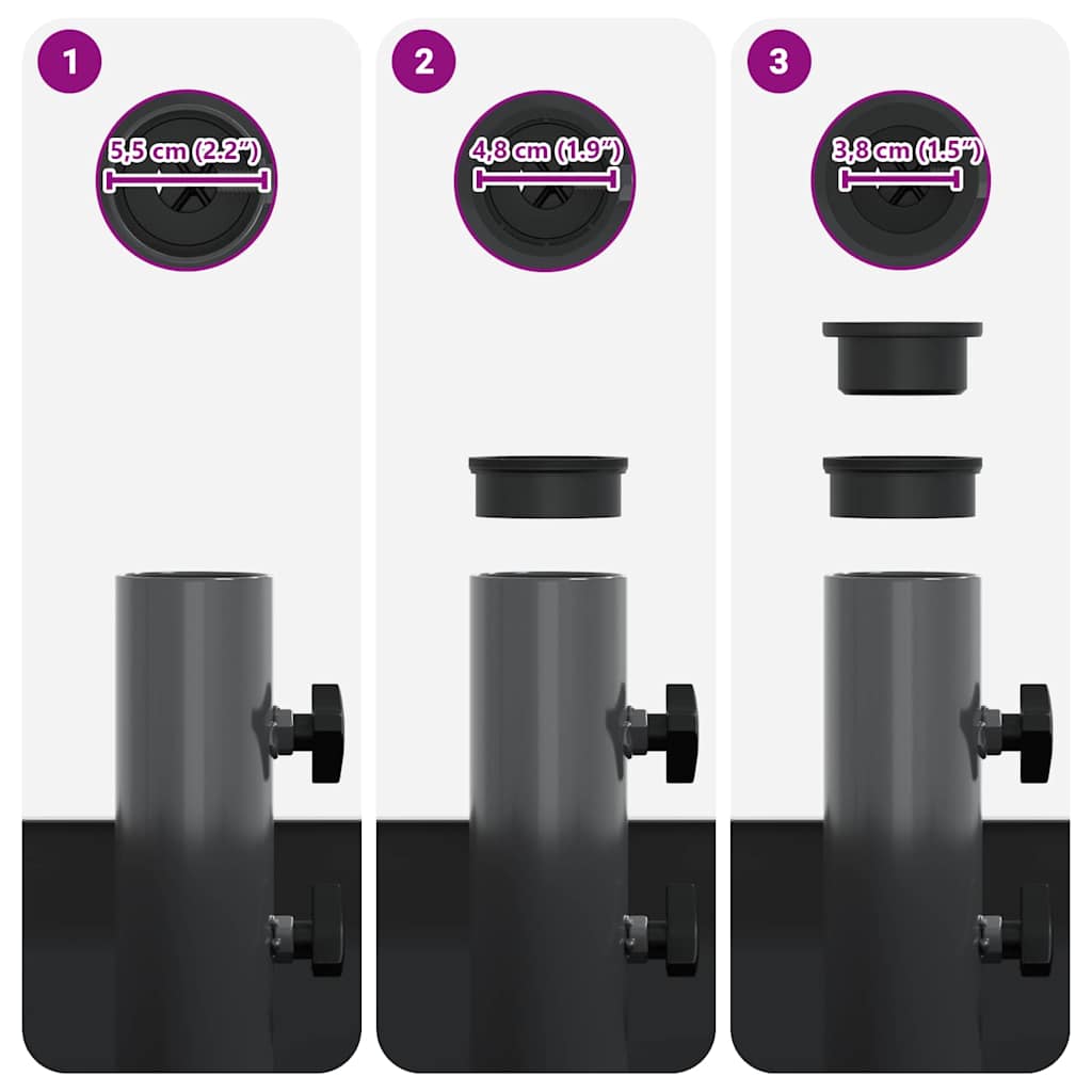 vidaXL Base per Parasol con Vaso Antracite 45 x 45 x 45 cm Acciaio