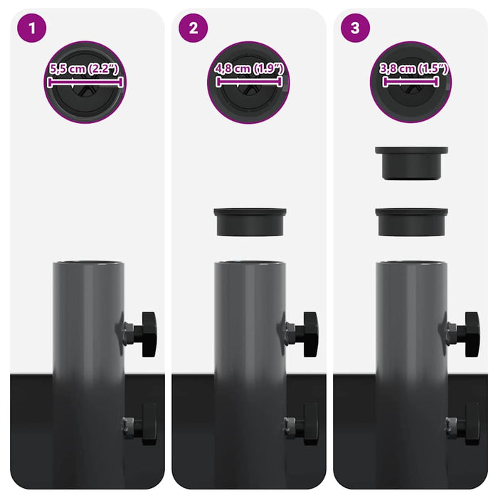 Base per Parasol con Vaso Antracite 45 x 45 x 45 cm Acciaio 42010368