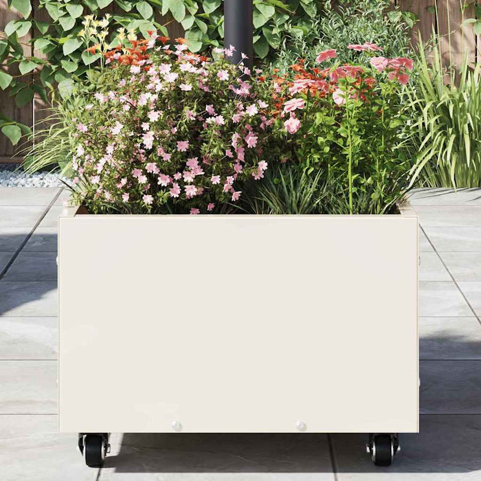 vidaXL Base per Parasol con Vaso Bianco 45 x 45 x 45 cm Acciaio