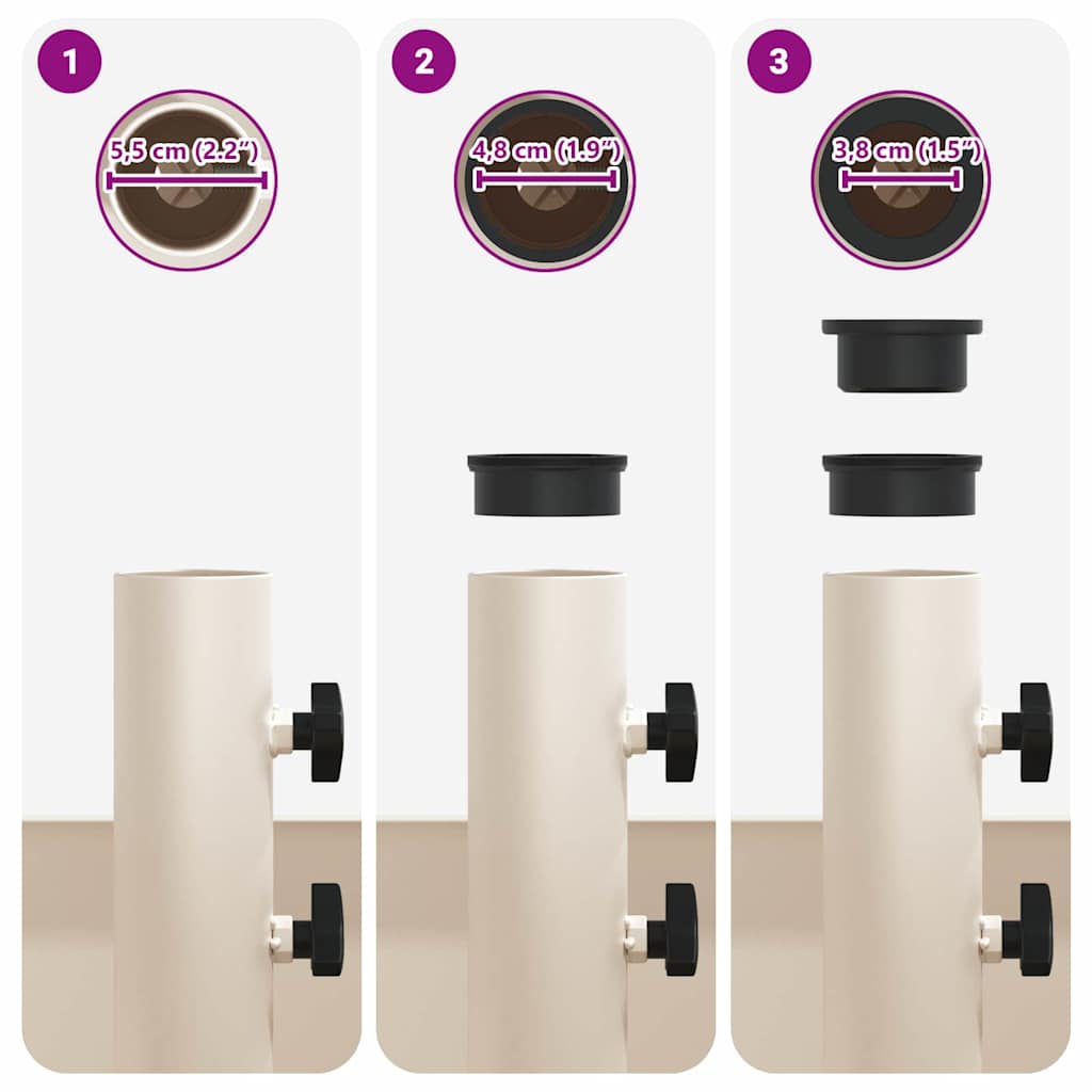 vidaXL Base per Parasol con Vaso Bianco 45 x 45 x 45 cm Acciaio