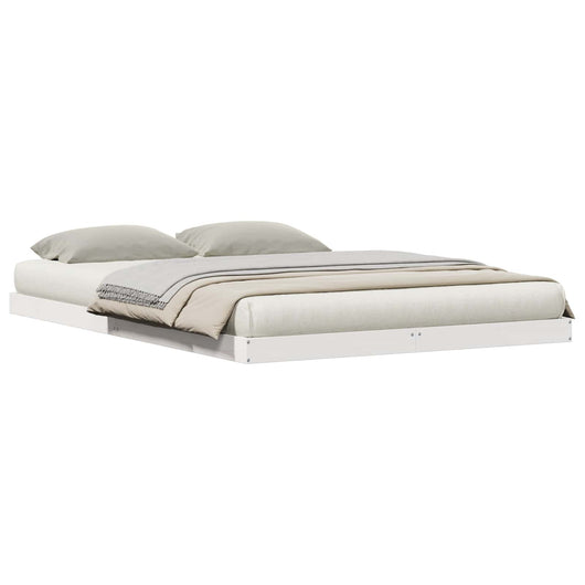 Struttura letto a terra Bianco 213.5 x 104 x 9 cm Pino massello 869753