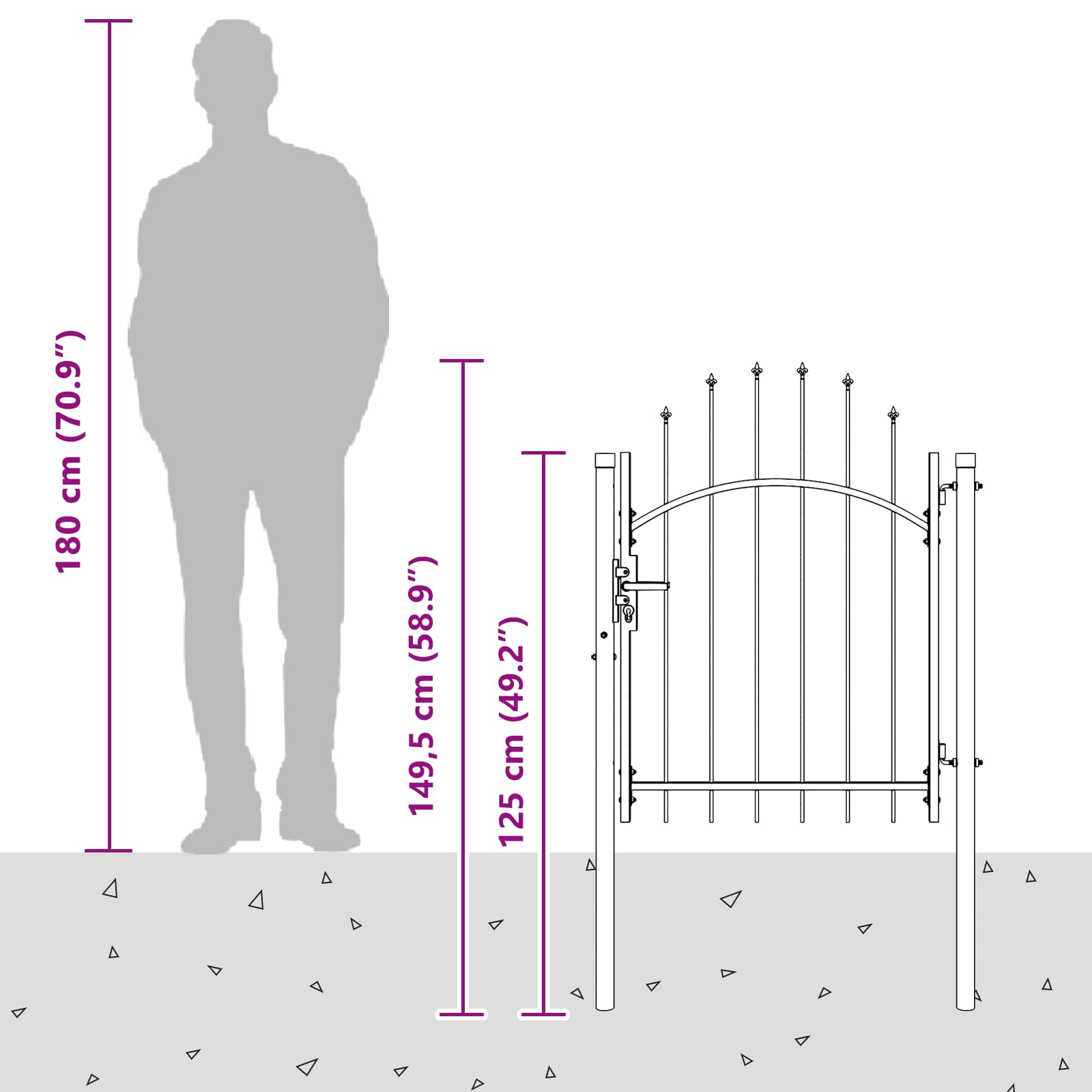 Cancello da giardino con blocco Grigio 100 x 100 cm Acciaio 42008897