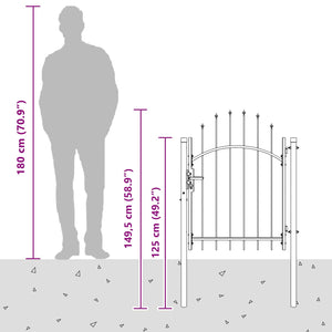 Cancello da giardino con blocco Grigio 100 x 100 cm Acciaio 42008897