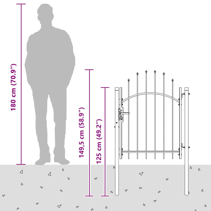 Cancello da giardino con blocco Grigio 100 x 100 cm Acciaio 42008897