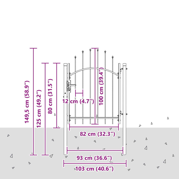 Cancello da giardino con blocco Grigio 100 x 100 cm Acciaio 42008897