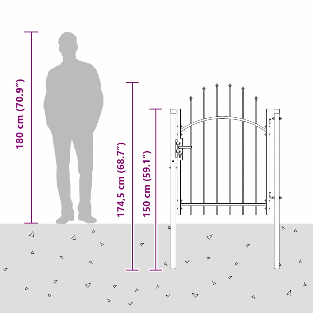 Cancello da giardino Grigio 100 x 125 cm 125 x 100 cm Acciaio 42008898