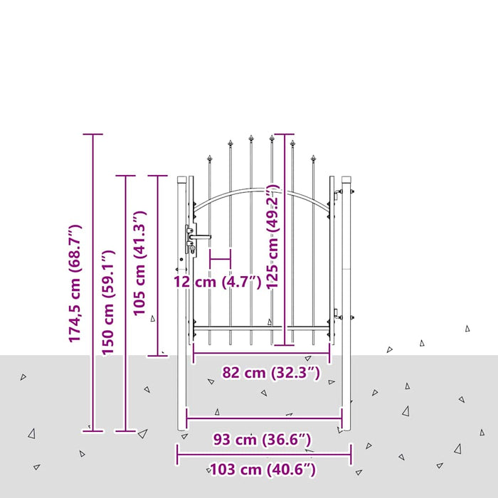 Cancello da giardino Grigio 100 x 125 cm 125 x 100 cm Acciaio 42008898