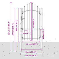 Cancello da giardino con blocco Grigio 175 x 100 cm Acciaio 42008900