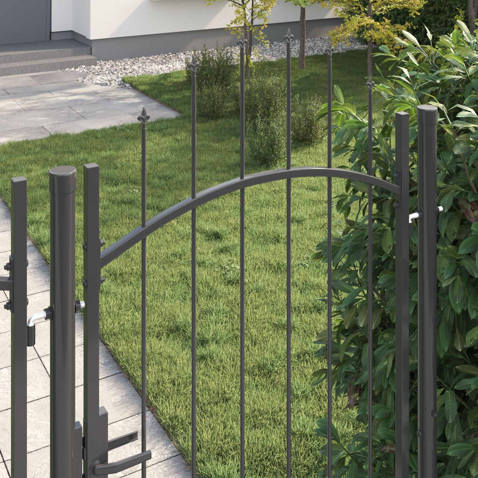 Cancello da giardino con blocco Grigio 200 x 100 cm Acciaio 42008901