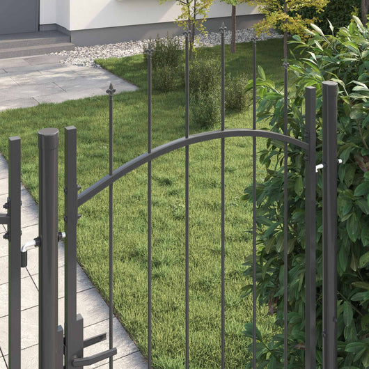 Cancello da giardino con blocco Grigio 200 x 100 cm Acciaio 42008901