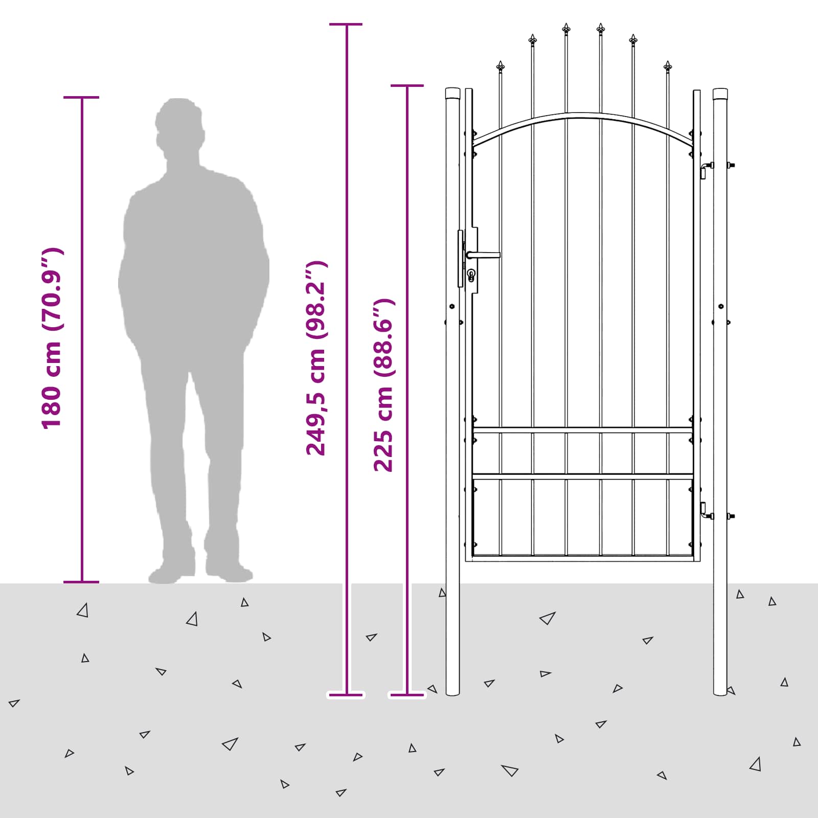 Cancello da giardino con blocco Grigio 200 x 100 cm Acciaio 42008901