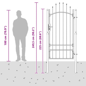 Cancello da giardino con blocco Grigio 200 x 100 cm Acciaio 42008901
