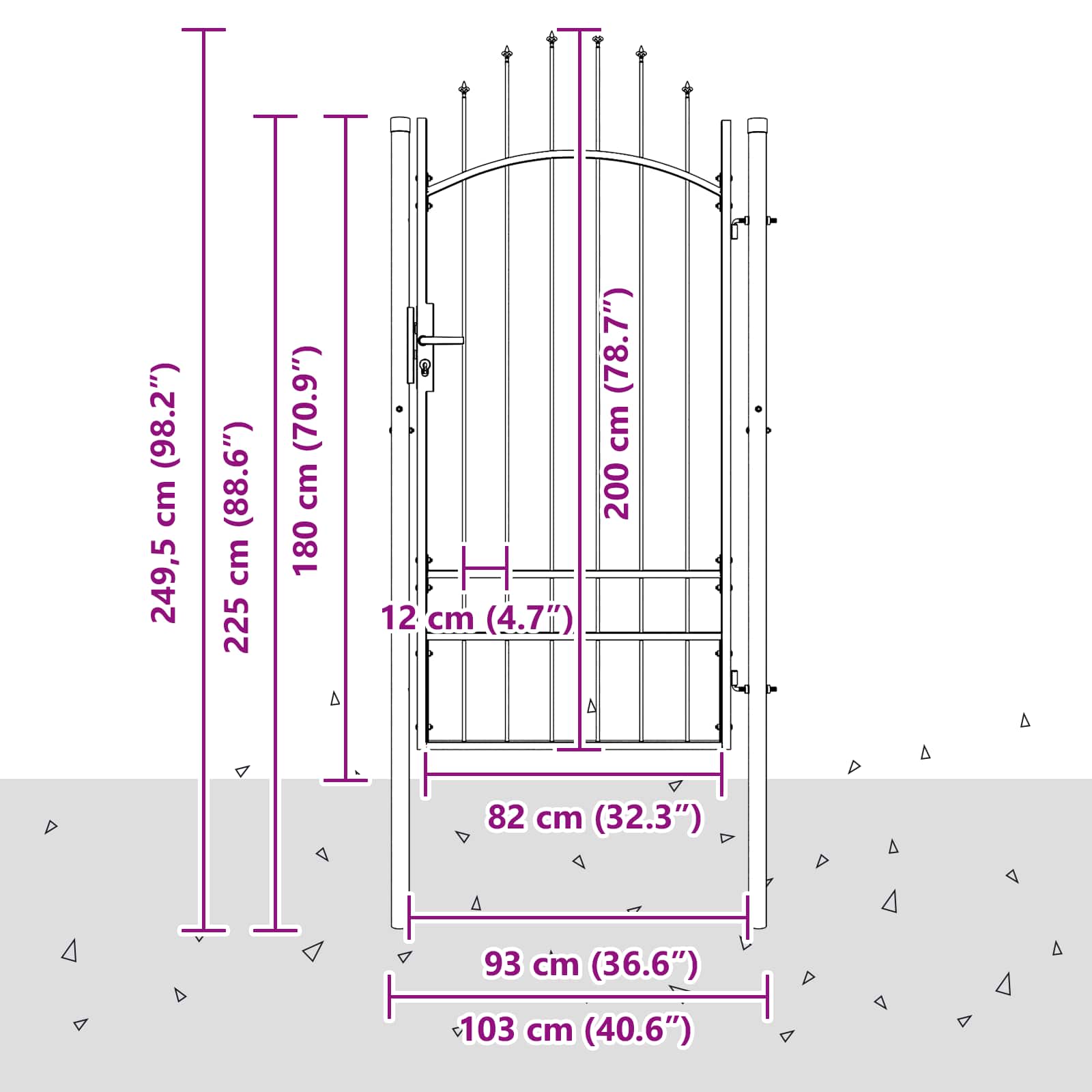 Cancello da giardino con blocco Grigio 200 x 100 cm Acciaio 42008901