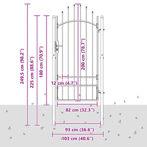 Cancello da giardino con blocco Grigio 200 x 100 cm Acciaio 42008901