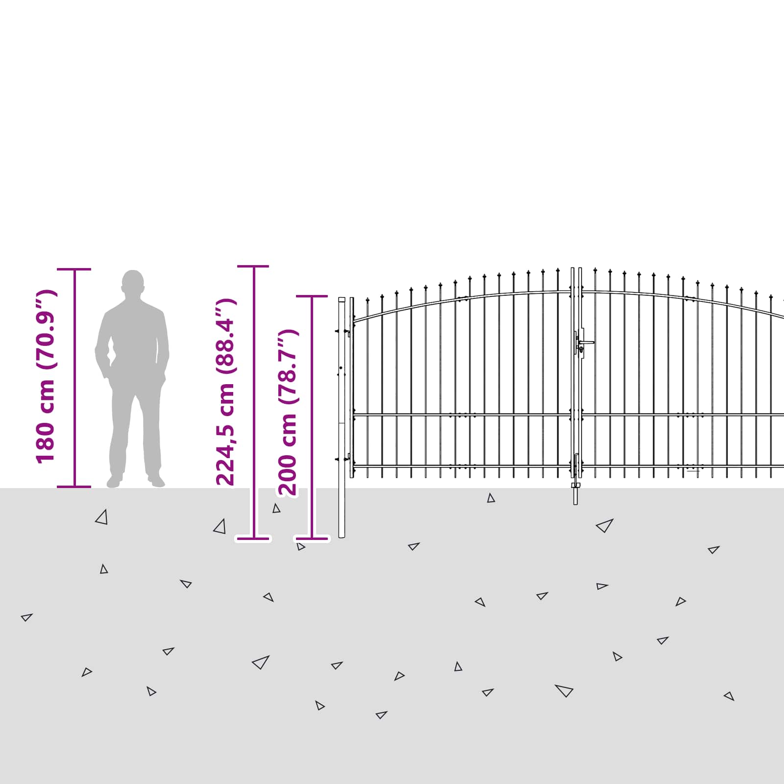 Cancello da giardino con blocco Grigio 125 x 400 cm Acciaio 42008908