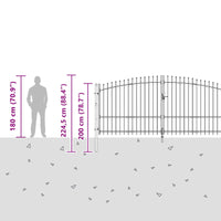 Cancello da giardino con blocco Grigio 150 x 400 cm Acciaio 42008909