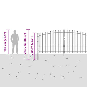 Cancello da giardino con blocco Grigio 150 x 400 cm Acciaio 42008909