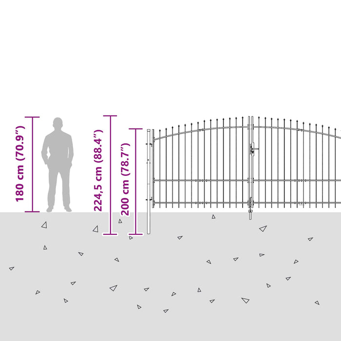 Cancello da giardino con blocco Grigio 150 x 400 cm Acciaio 42008909