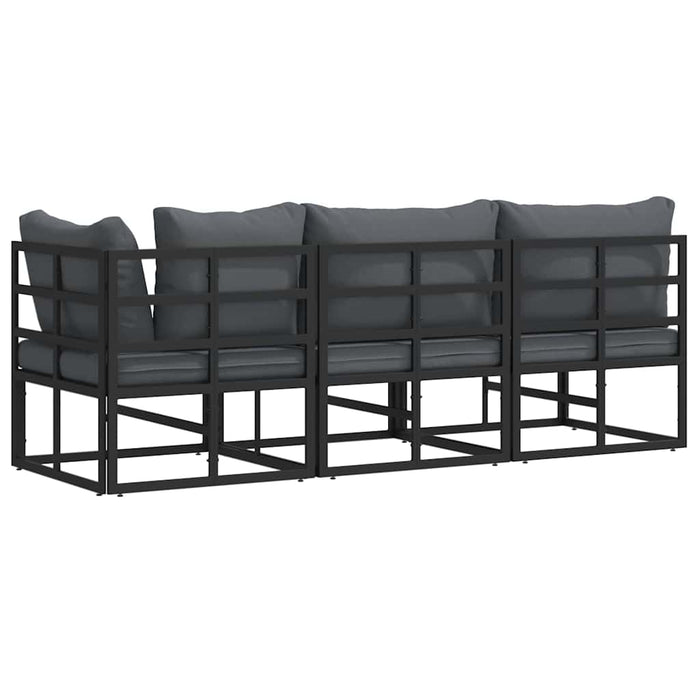 vidaXL Mobili da Esterno con cuscino con cuscino 3 pcs Nero Alluminio