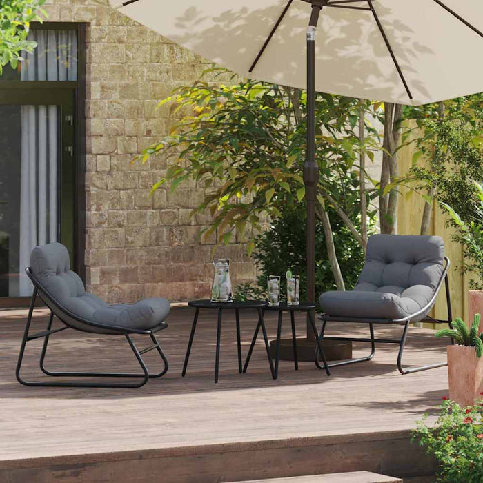 Arredamento da Giardino 2 pcs Nero 60 x 80 x 71cm Metallo 42008029