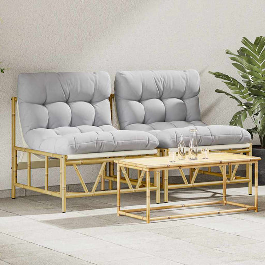 Panchina da giardino con cuscino 2 pcs Grigio 60 x 80 x 71 cm 42010310